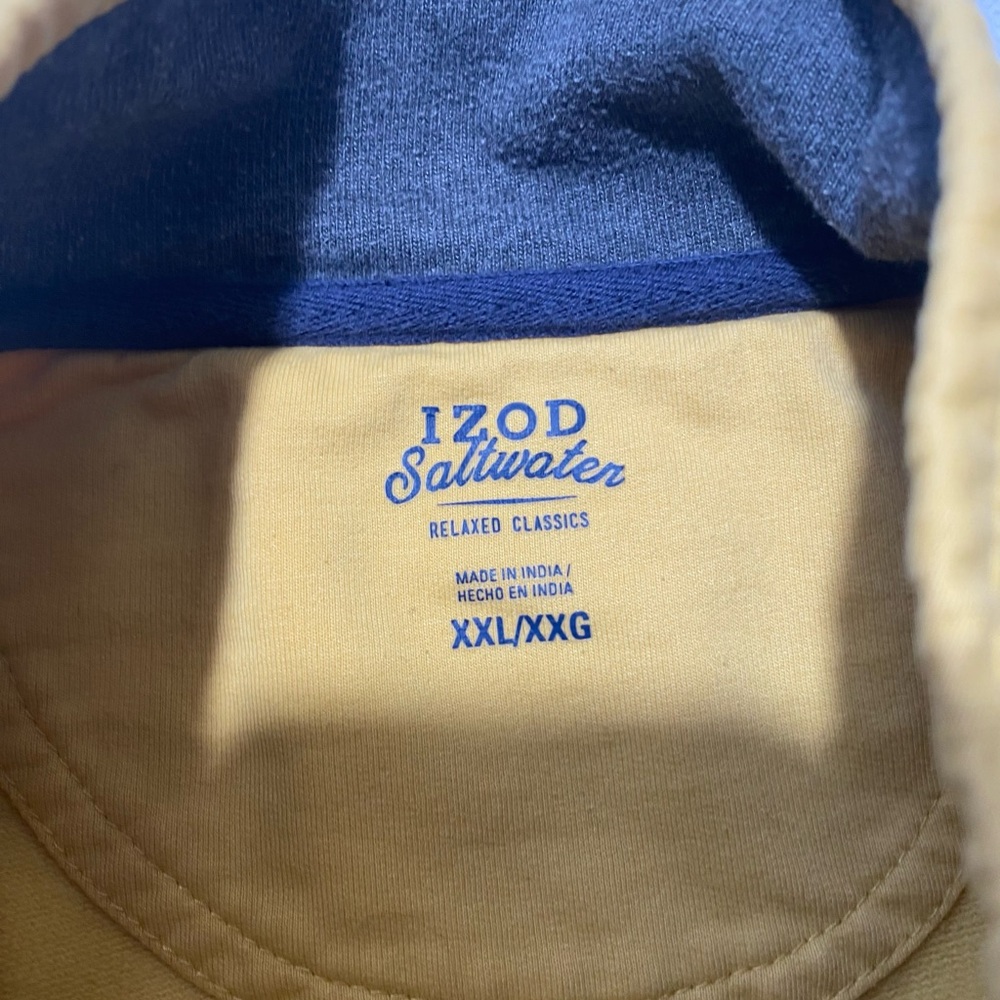 GOOD- Size XXL Mens IZOD Long Sleeve 1/4 Button Pullover Cotton Polyester Yellow - Picture 6 of 9